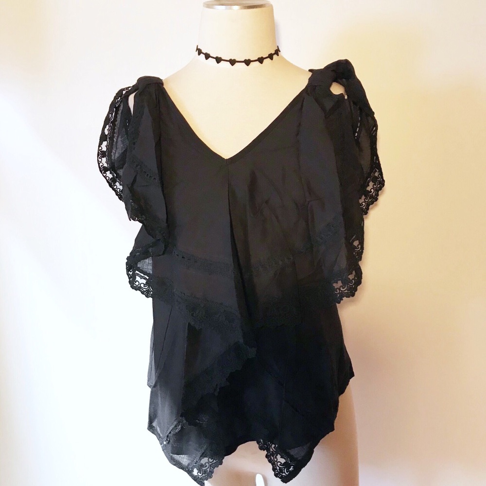 Lace asymmetrical Bohemian Hippie Gypsy Top